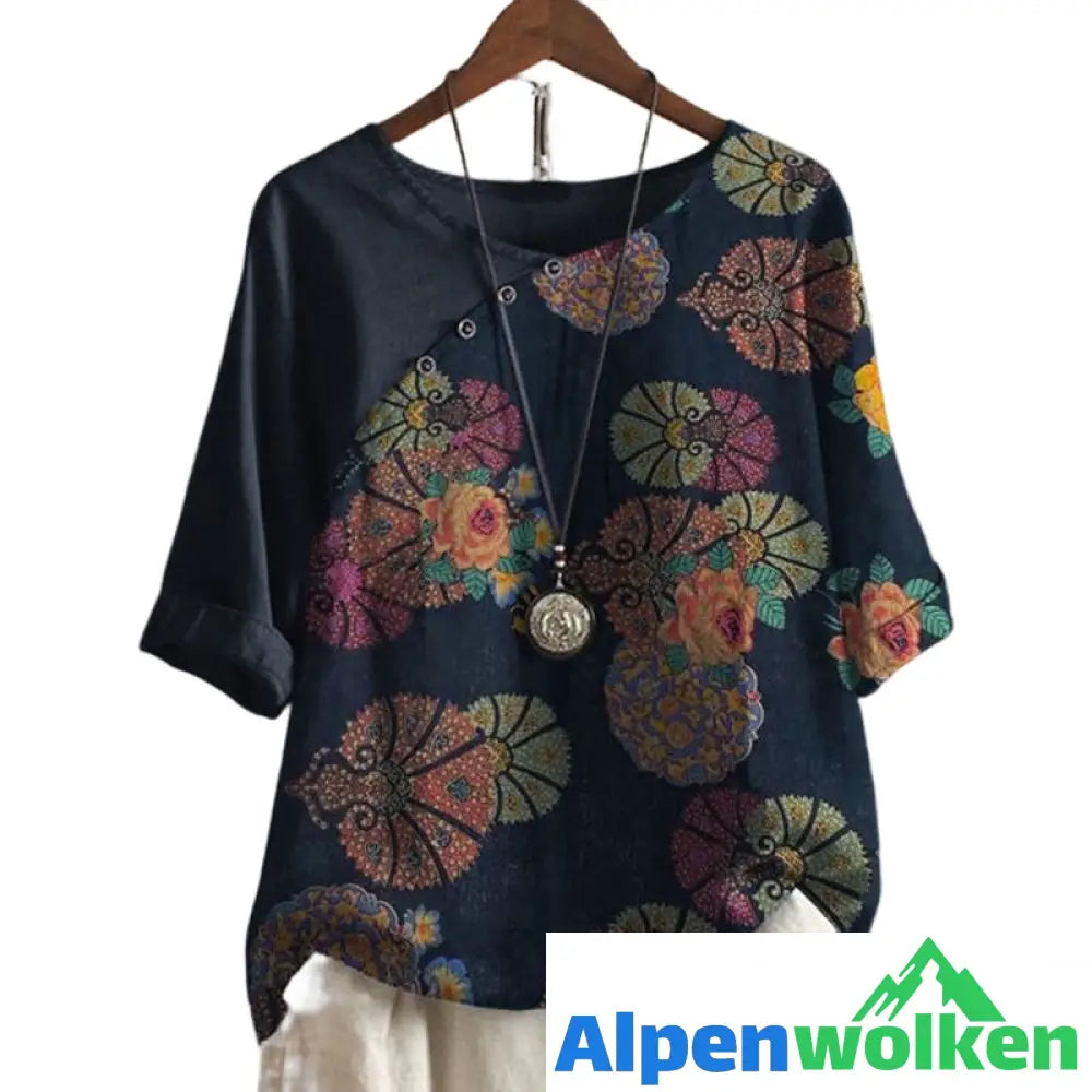 Alpenwolken - T-Shirt mit Rundhalsausschnitt und Vintage-Print