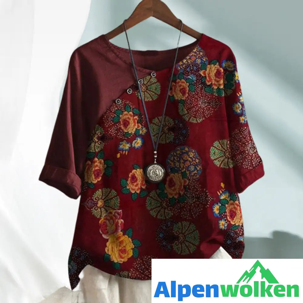 Alpenwolken - T-Shirt mit Rundhalsausschnitt und Vintage-Print