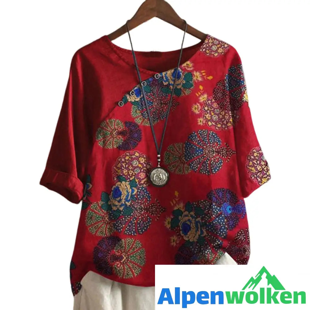 Alpenwolken - T-Shirt mit Rundhalsausschnitt und Vintage-Print