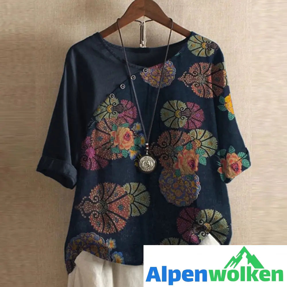 Alpenwolken - T-Shirt mit Rundhalsausschnitt und Vintage-Print