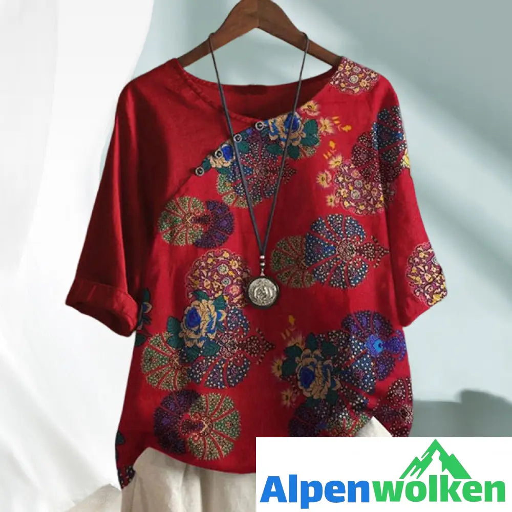 Alpenwolken - T-Shirt mit Rundhalsausschnitt und Vintage-Print