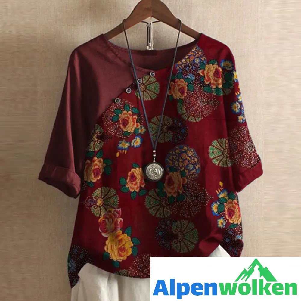 Alpenwolken - T-Shirt mit Rundhalsausschnitt und Vintage-Print