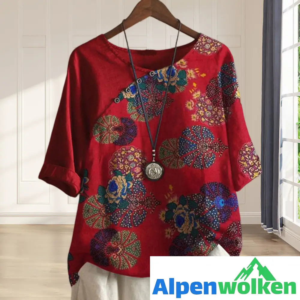 Alpenwolken - T-Shirt mit Rundhalsausschnitt und Vintage-Print