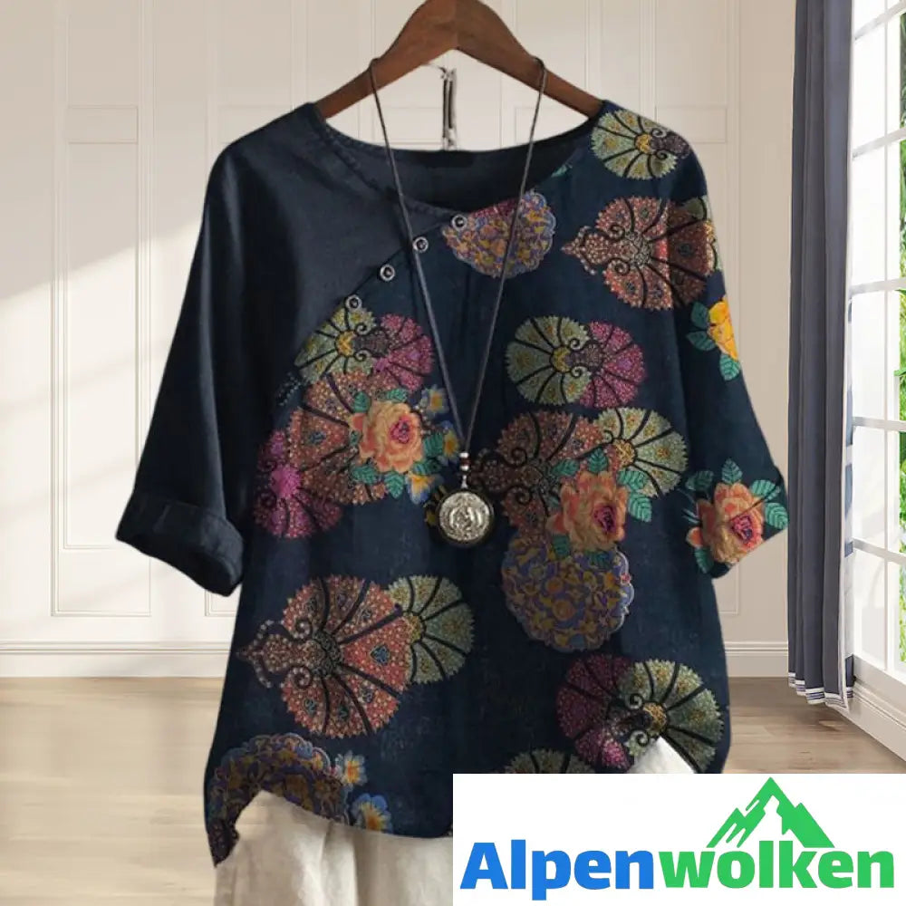 Alpenwolken - T-Shirt mit Rundhalsausschnitt und Vintage-Print