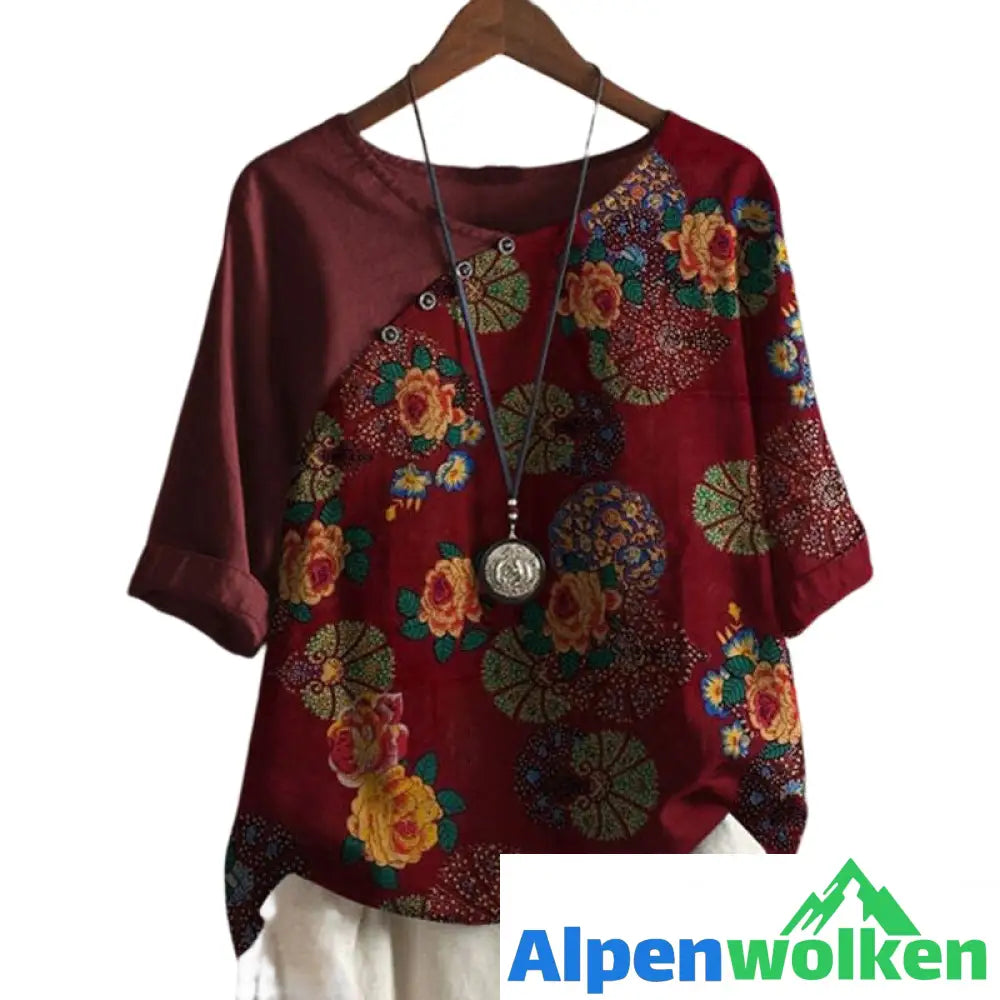 Alpenwolken - T-Shirt mit Rundhalsausschnitt und Vintage-Print