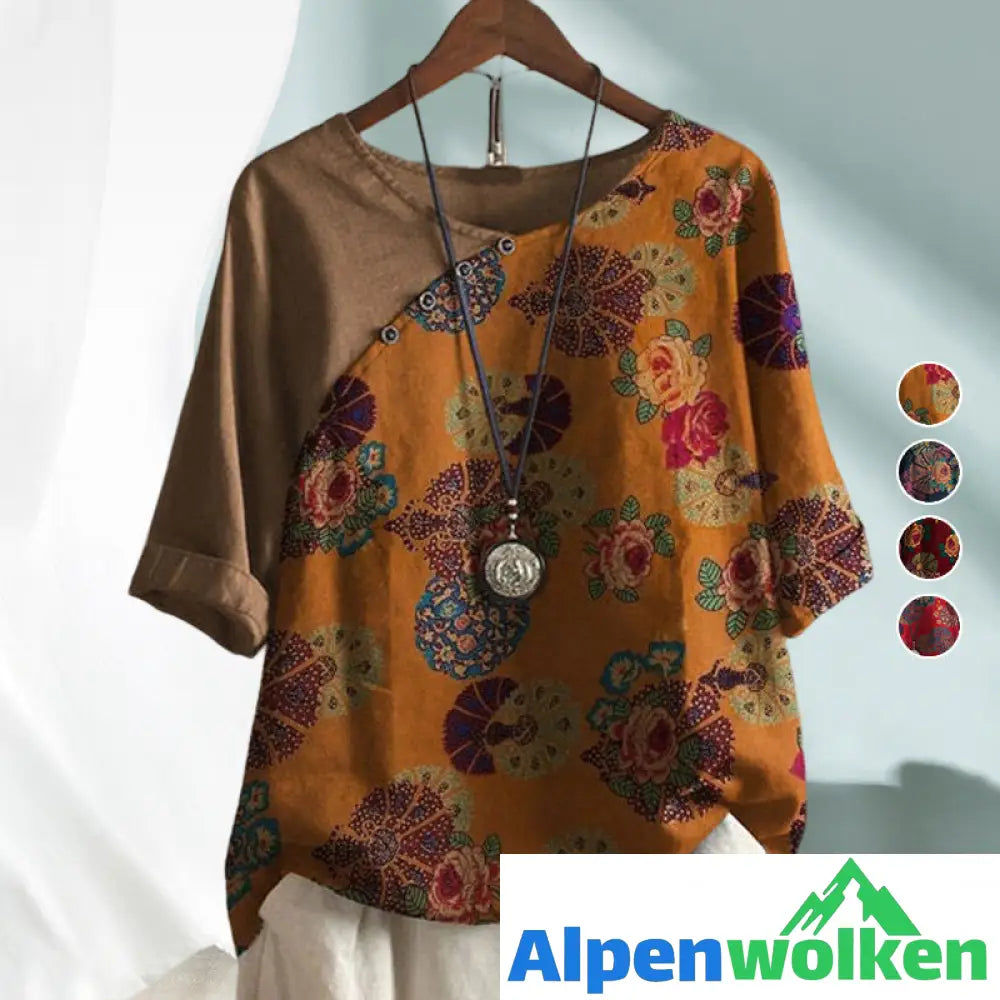 Alpenwolken - T-Shirt mit Rundhalsausschnitt und Vintage-Print