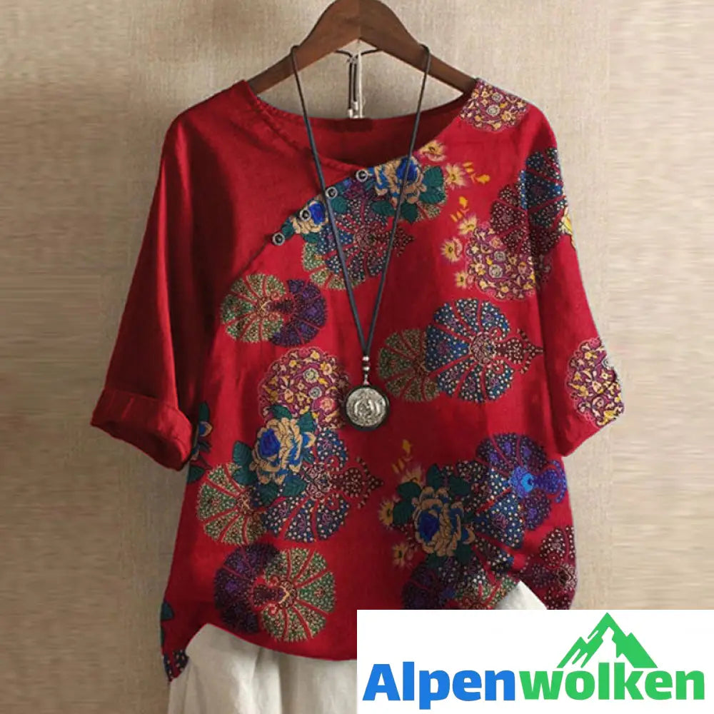 Alpenwolken - T-Shirt mit Rundhalsausschnitt und Vintage-Print