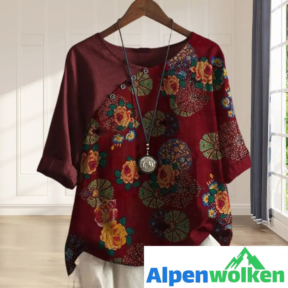 Alpenwolken - T-Shirt mit Rundhalsausschnitt und Vintage-Print