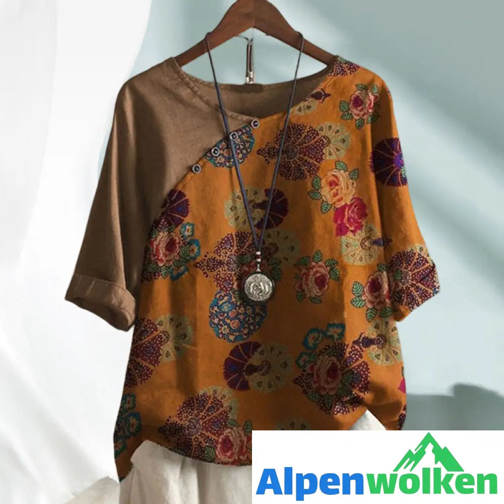 Alpenwolken - T-Shirt mit Rundhalsausschnitt und Vintage-Print