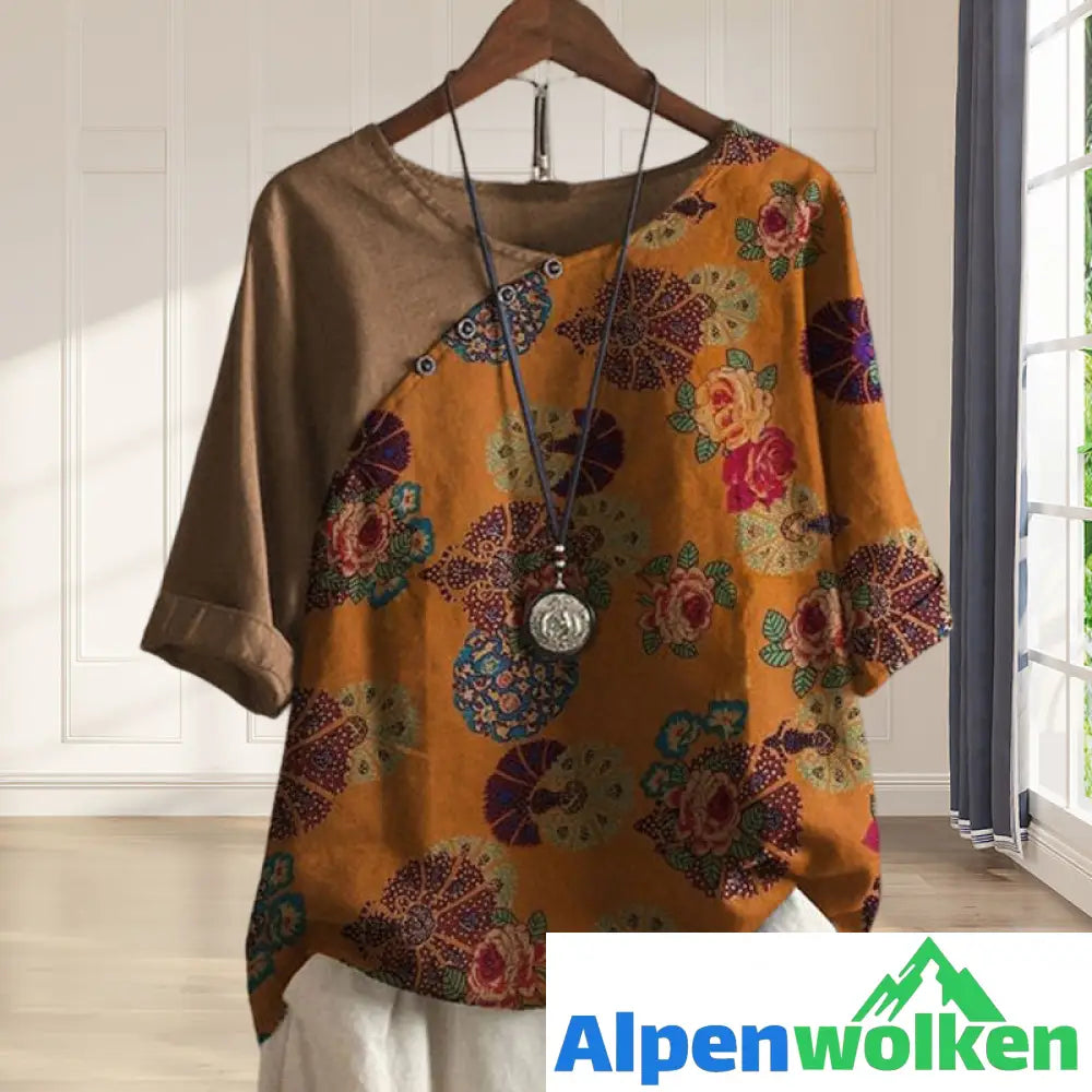 Alpenwolken - T-Shirt mit Rundhalsausschnitt und Vintage-Print