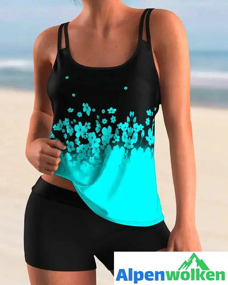 Alpenwolken - Tankini-Set mit Blumenmuster Blau