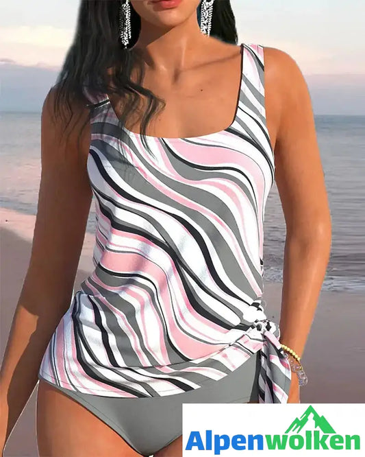 Alpenwolken - Tankini-Set mit Modedruck Rosa