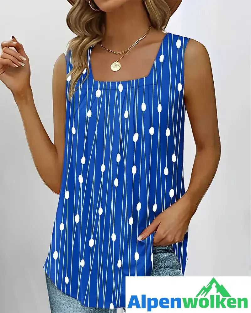 Alpenwolken - Tanktop mit Streifen- und Polka-Dots-Print Blau