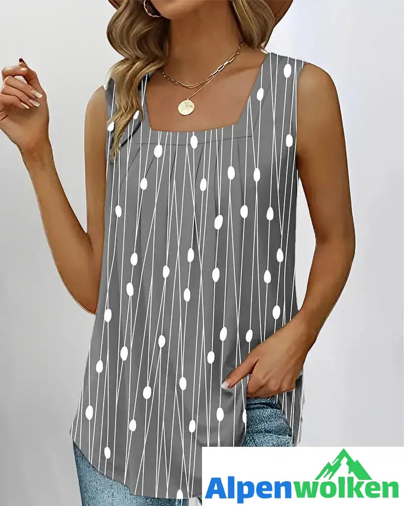 Alpenwolken - Tanktop mit Streifen- und Polka-Dots-Print Grau