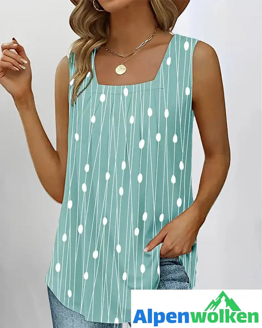 Alpenwolken - Tanktop mit Streifen- und Polka-Dots-Print Minzgrün