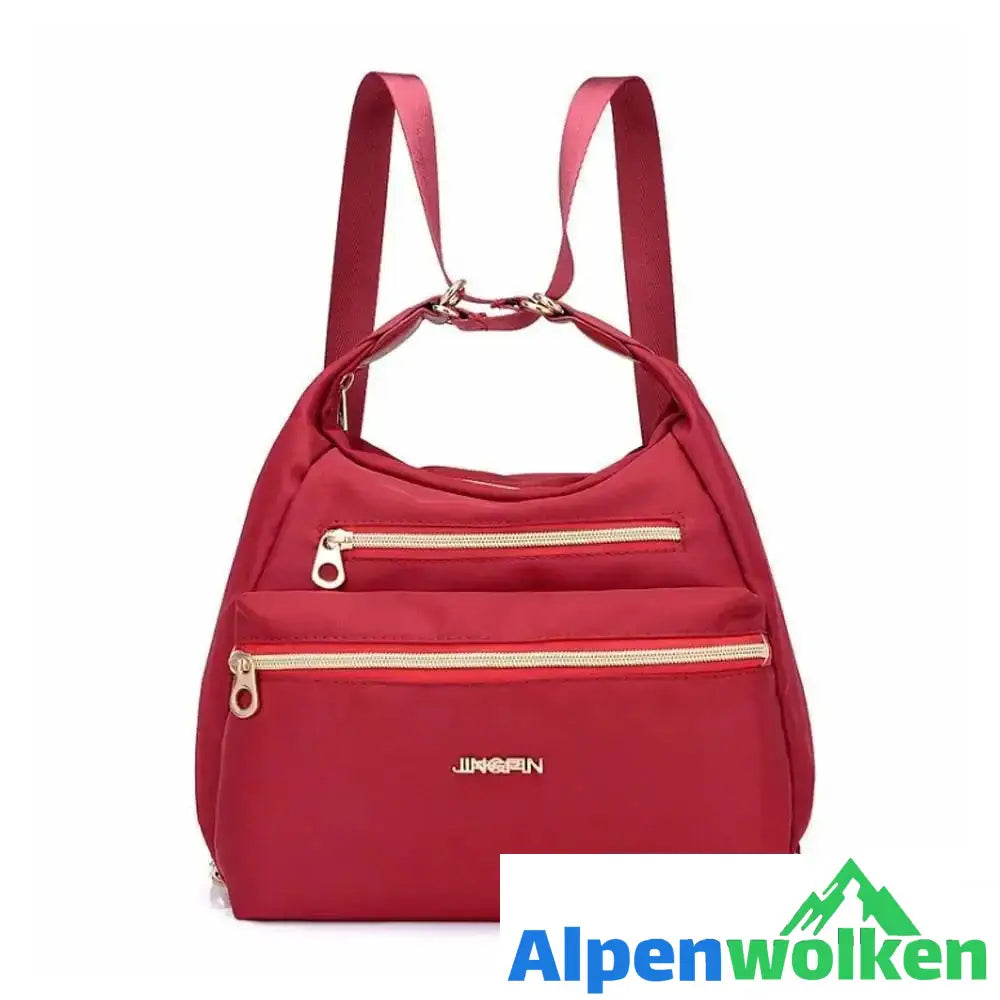 Alpenwolken - Tasche mit doppelten Reißverschlüsse, Rucksack, Handtasche und Umhängetasche Rotwein