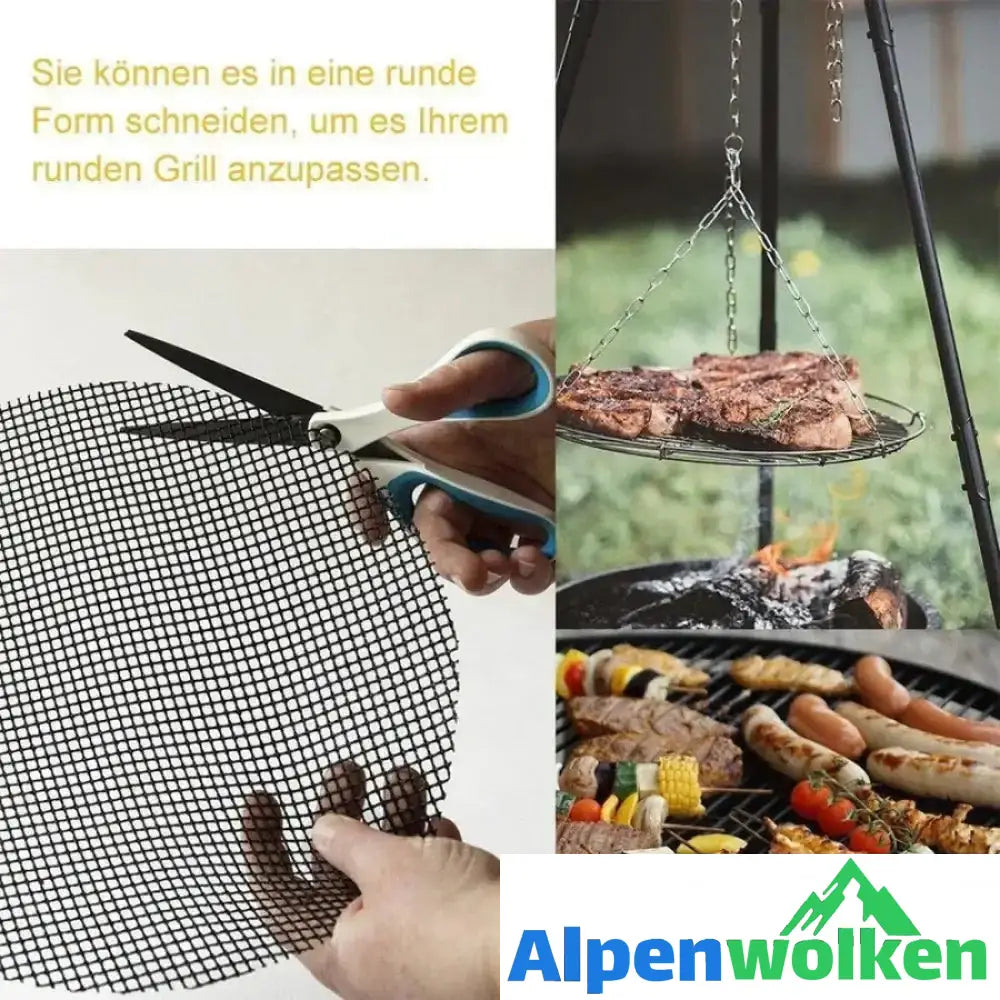 Alpenwolken - Teflon Netz Grillmatte antihaft wiederverwendbar, eckig 33x40 cm, 3 pc