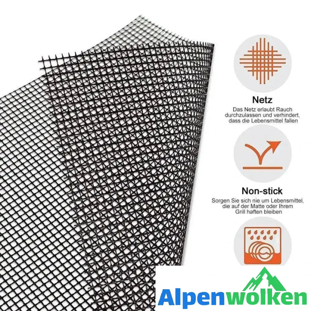 Alpenwolken - Teflon Netz Grillmatte antihaft wiederverwendbar, eckig 33x40 cm, 3 pc