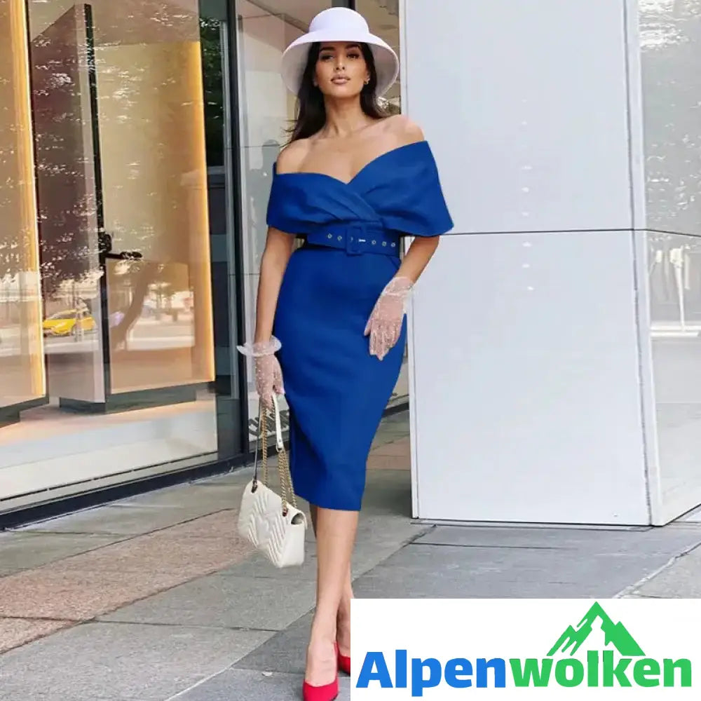 Alpenwolken - Temperament Trägerloses hoher Taille Kleid mit Gürtel