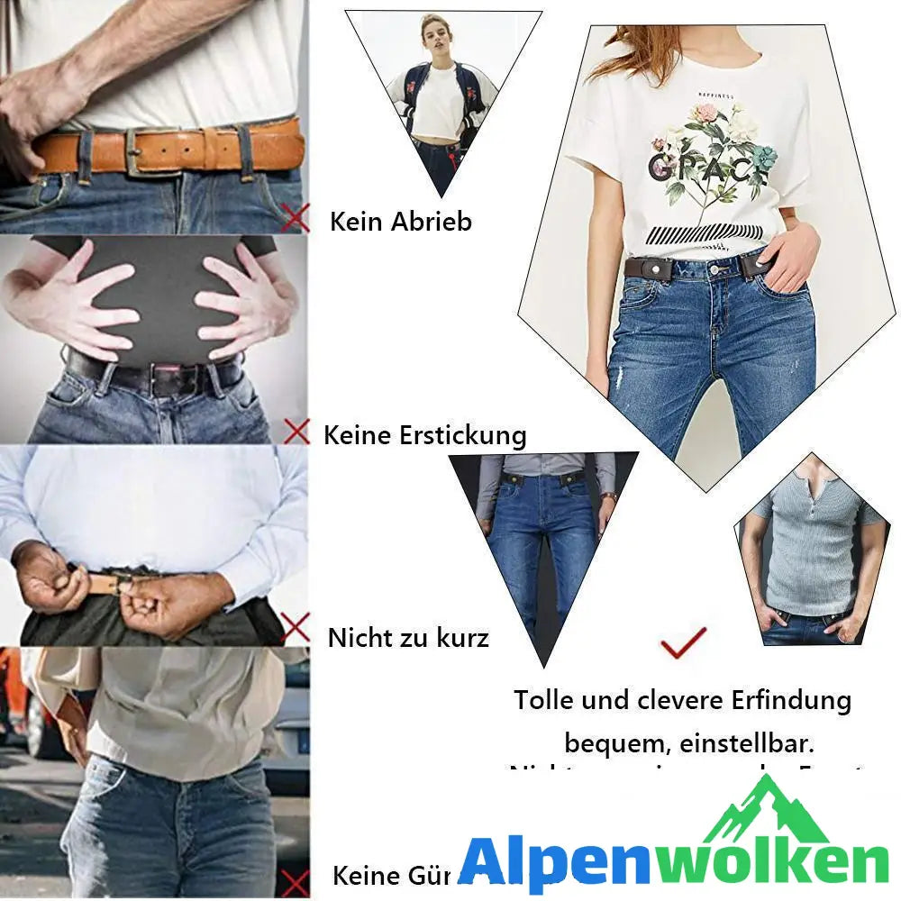 Alpenwolken - Tendaisy Super Elastischer Schnallenfreier Gürtel für Damen und Herren