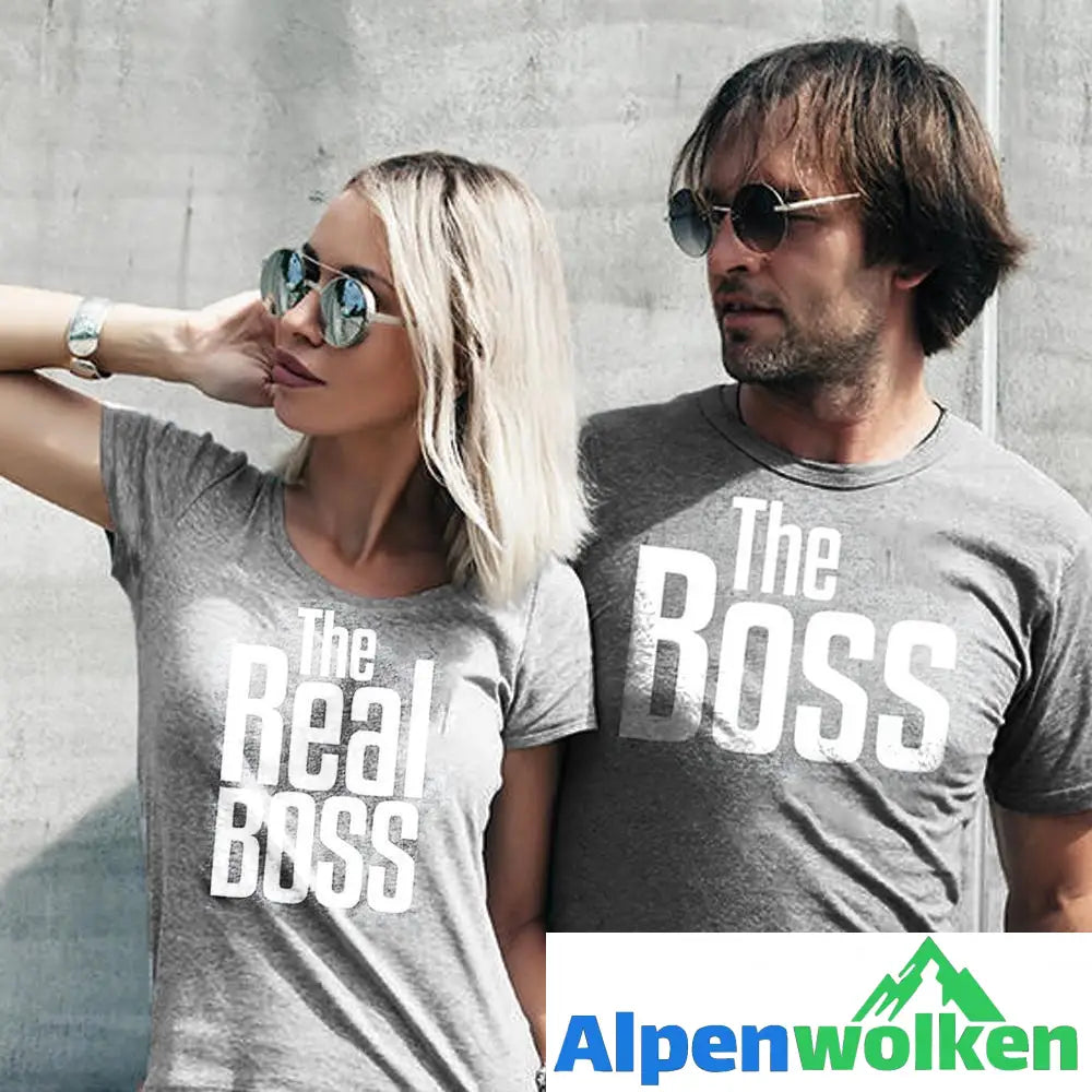 Alpenwolken - "The Boss", "The real Boss" lustiges T- Shirt