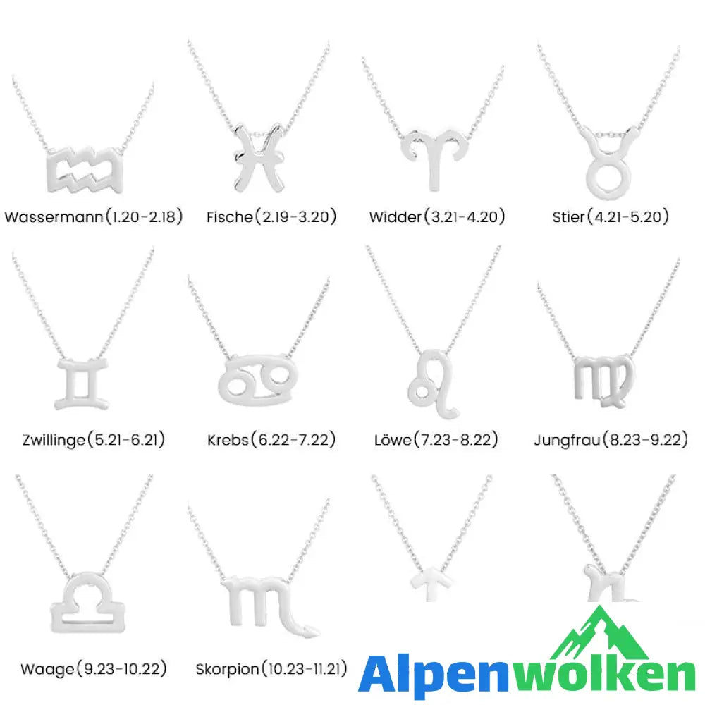 Alpenwolken - Tierkreis Silber und Gold Halskette