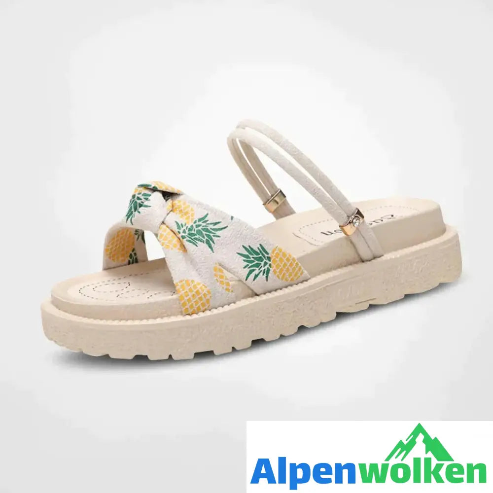 Alpenwolken - Tina™ - Damen Sommer Schleife Sandalen Ananas