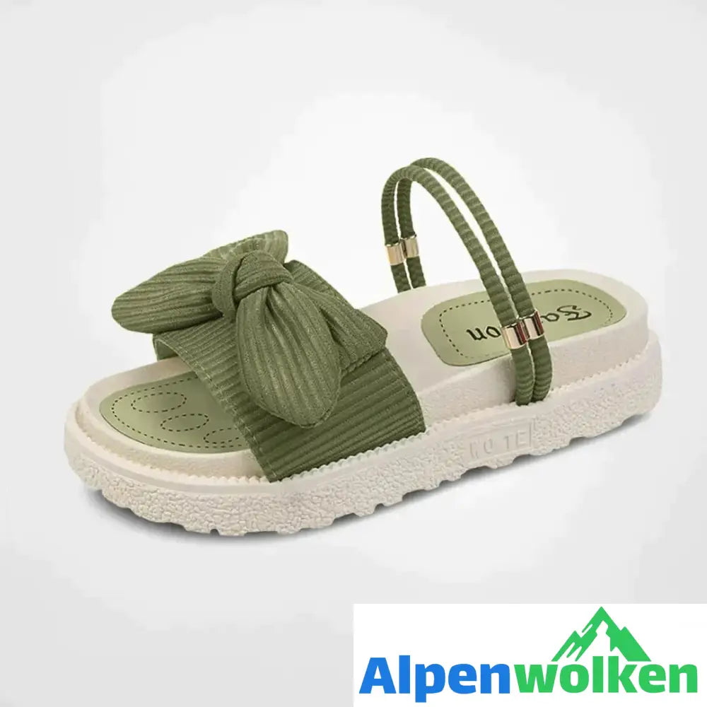 Alpenwolken - Tina™ - Damen Sommer Schleife Sandalen Grün