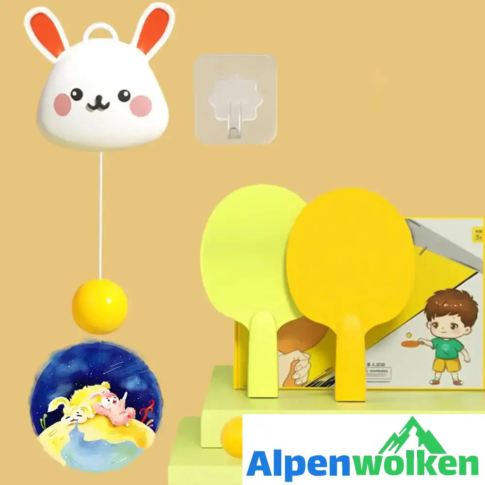 Alpenwolken - Tischtennis-Trainer-Set zum Aufhängen für den Innenbereich Kaninchen fünf Tischtennisbälle