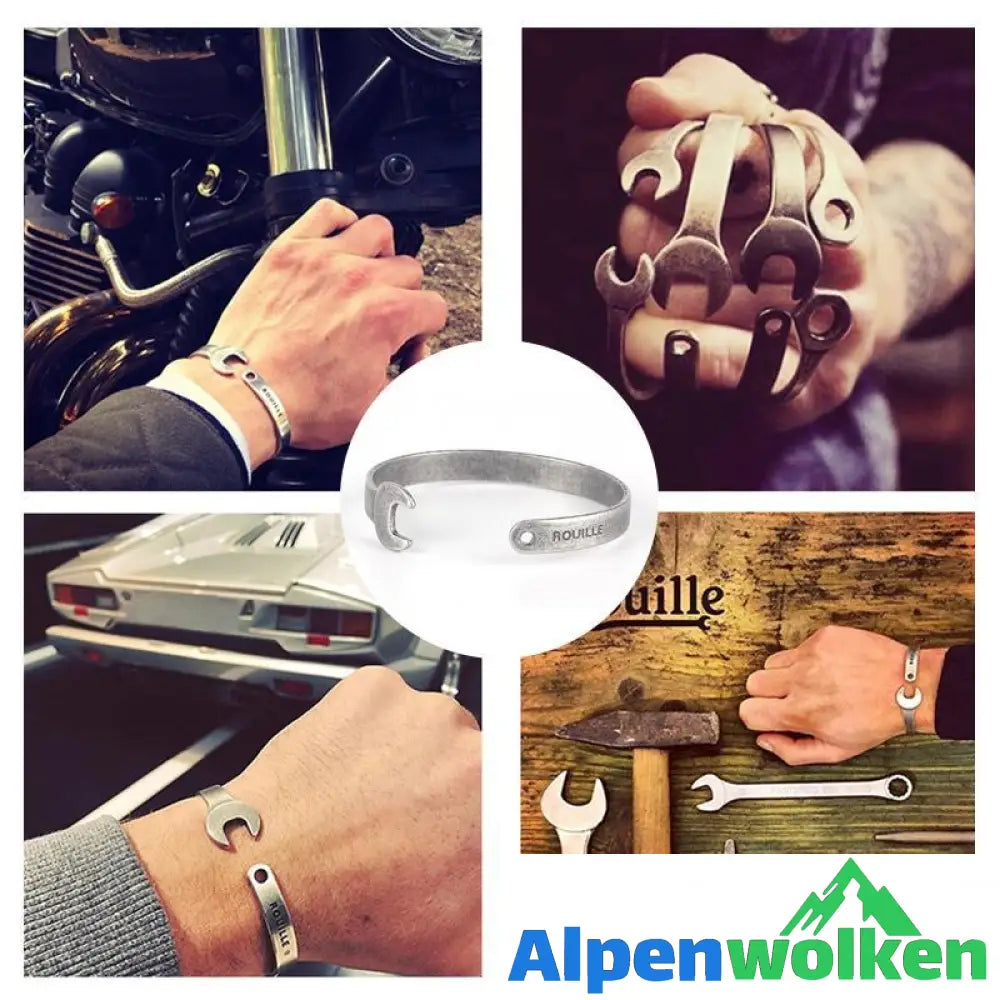 Alpenwolken - Titan Stahl Mutterschlüssel Armband