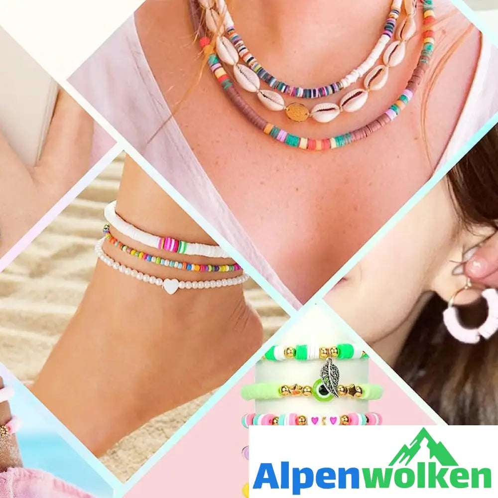 Alpenwolken - Tonperlen-Armband-Bausatz