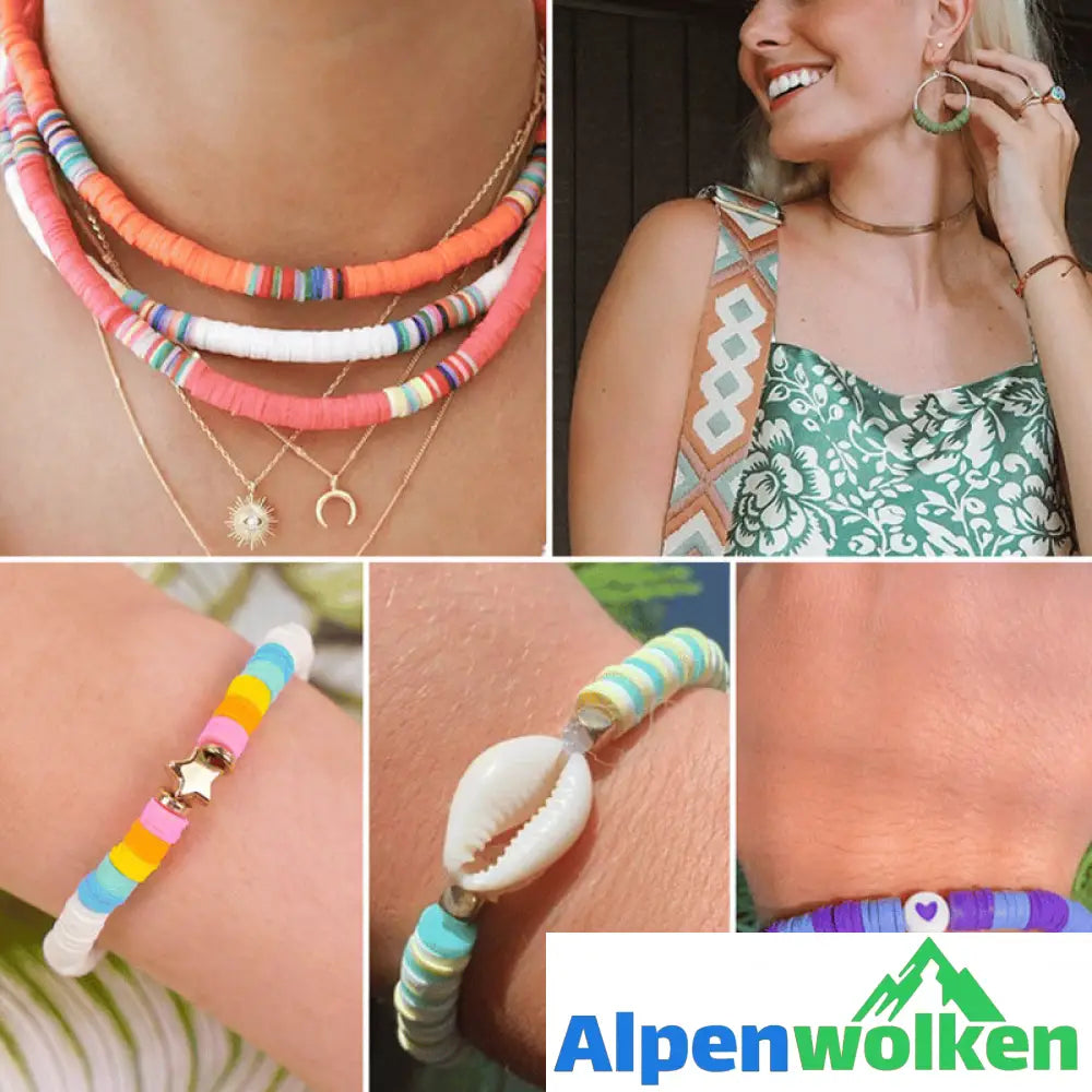 Alpenwolken - Tonperlen-Armband-Bausatz