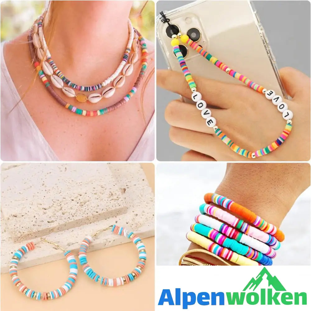 Alpenwolken - Tonperlen-Armband-Bausatz