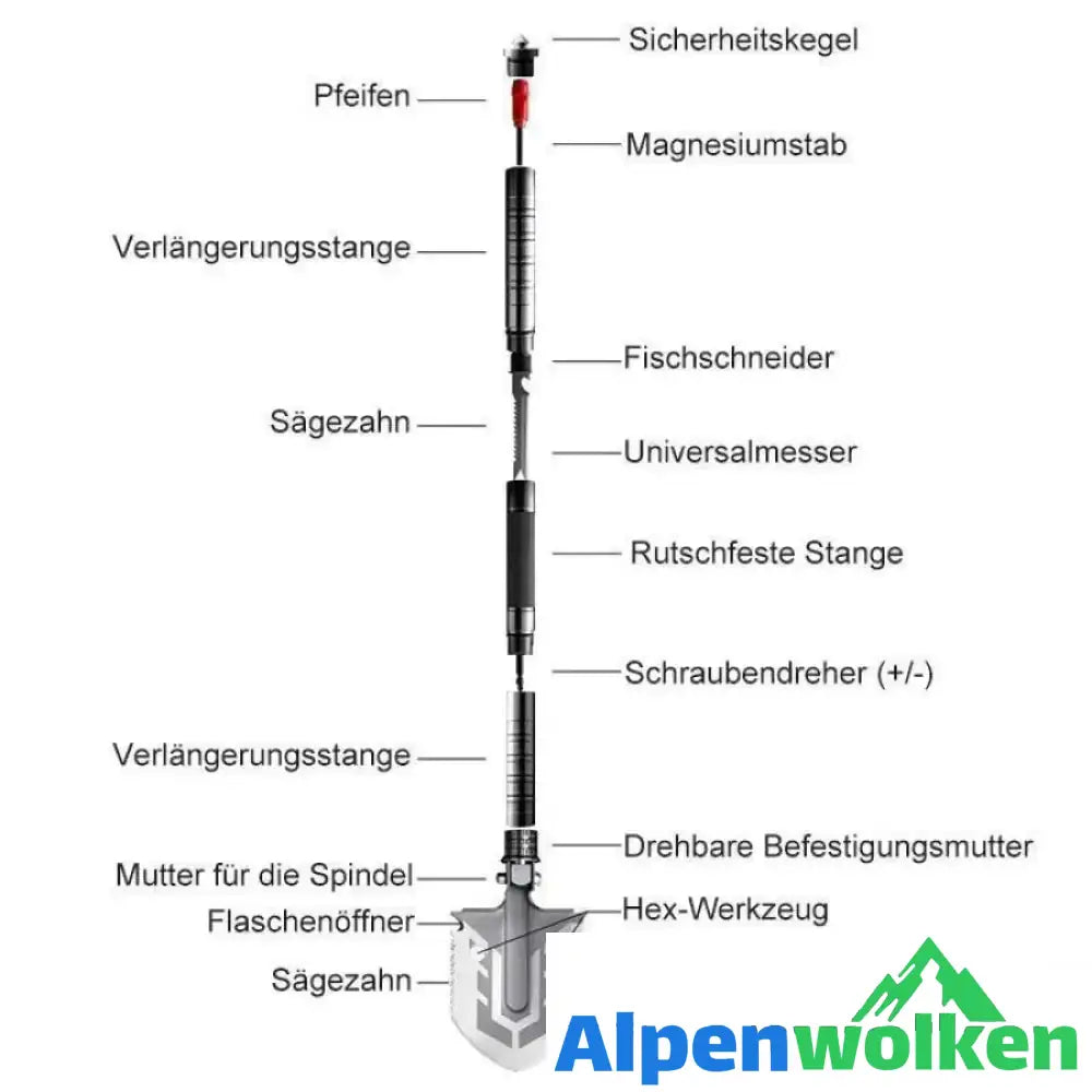 Alpenwolken - Tragbare Militärfaltschaufel Outdoor Mehrzweck Spaten