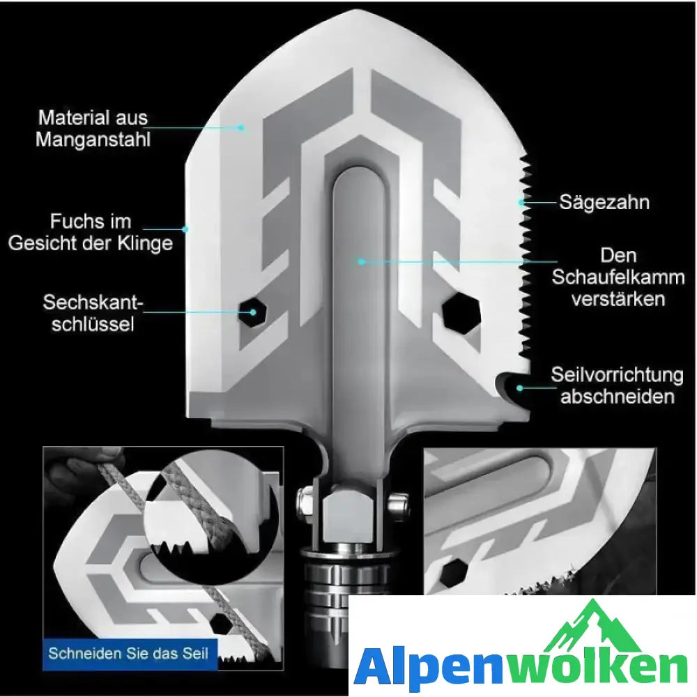 Alpenwolken - Tragbare Militärfaltschaufel Outdoor Mehrzweck Spaten