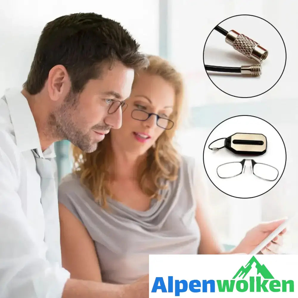 Alpenwolken - Tragbare Mini-Lesebrille mit beinlosem Nasenclip