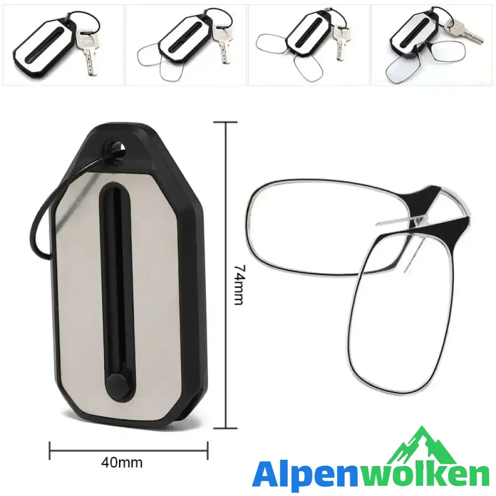 Alpenwolken - Tragbare Mini-Lesebrille mit beinlosem Nasenclip