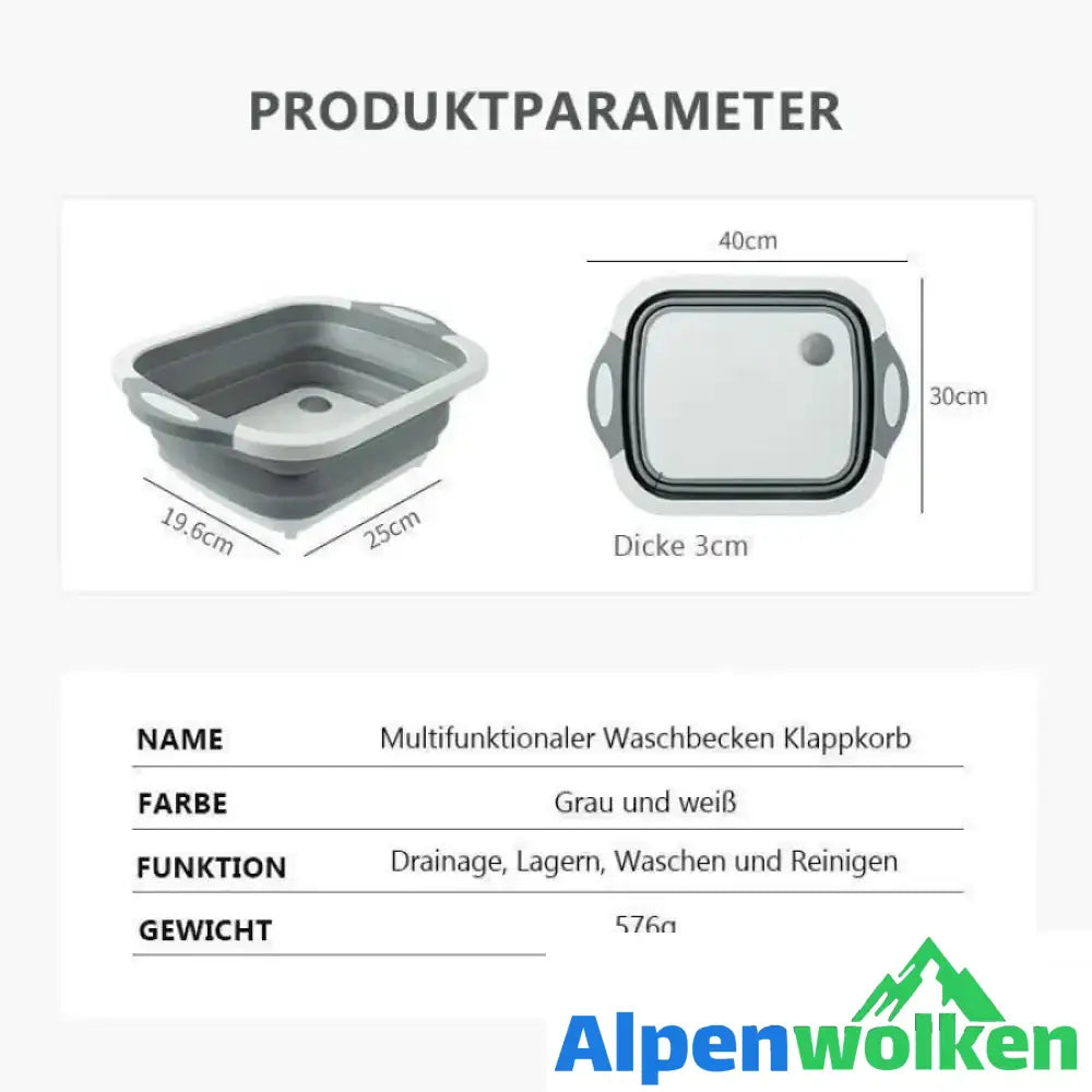 Alpenwolken - Tragbare Multifunktionaler Waschbecken Klappkorb