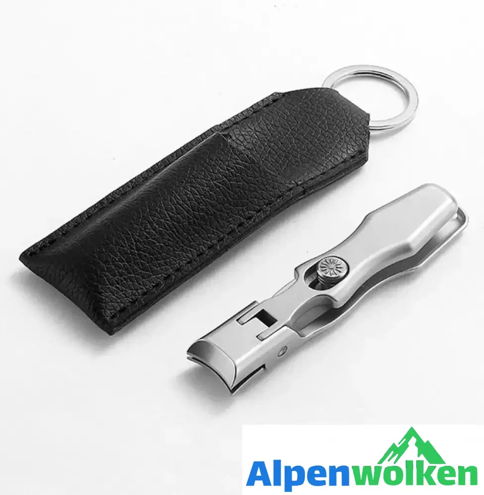 Alpenwolken - Tragbare Ultrascharfe Nagelknipser Silber- mit Lederkombi