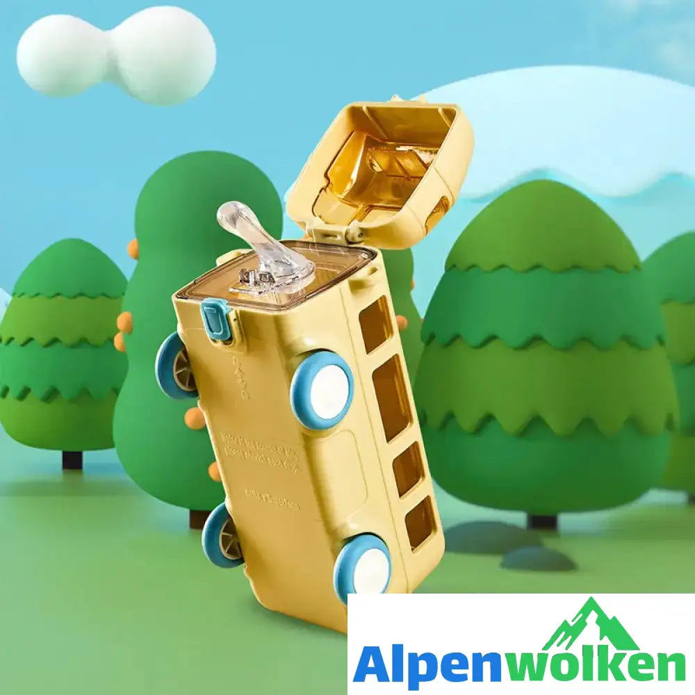 Alpenwolken - Tragbarer Wasserbecher in Busform Gelb