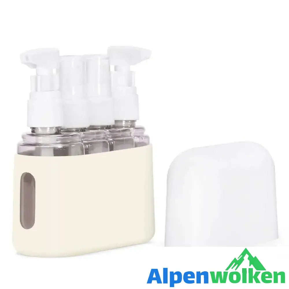 Alpenwolken - Tragbares Reiseflaschen-Set mit Shampoo-Spender Beige