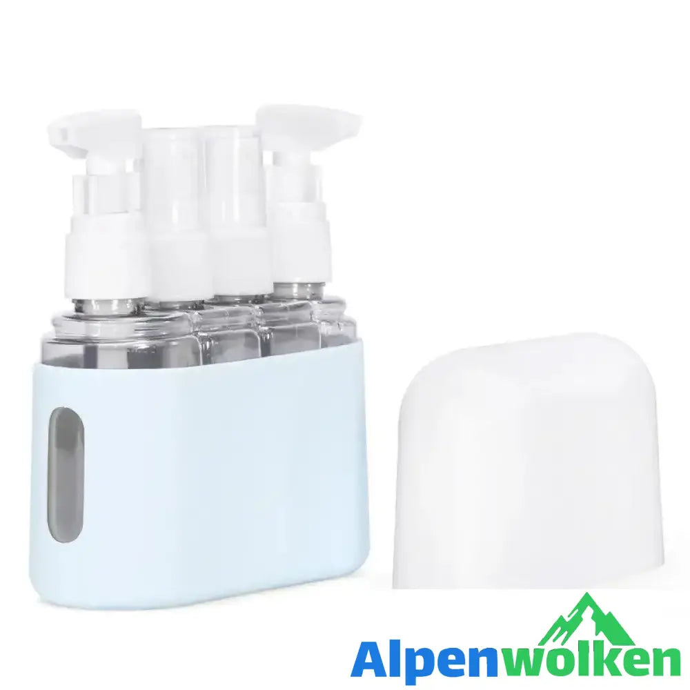 Alpenwolken - Tragbares Reiseflaschen-Set mit Shampoo-Spender Blau