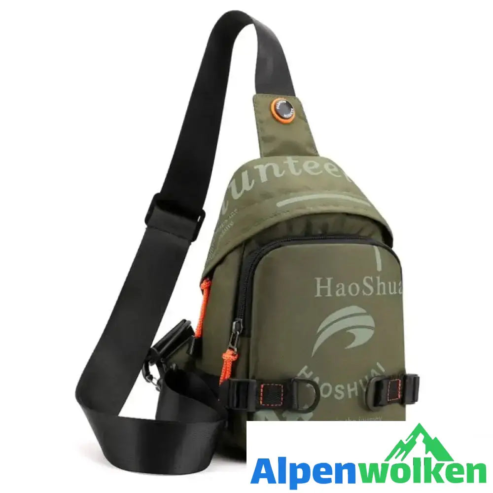 Alpenwolken - Trendige kleine quadratische Herrentasche armeegrün