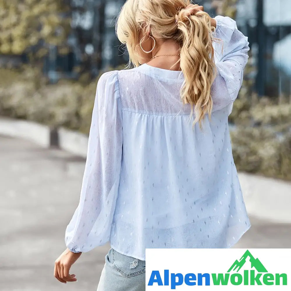 Alpenwolken - Tupfen-Chiffon-Langarmshirt für Damen