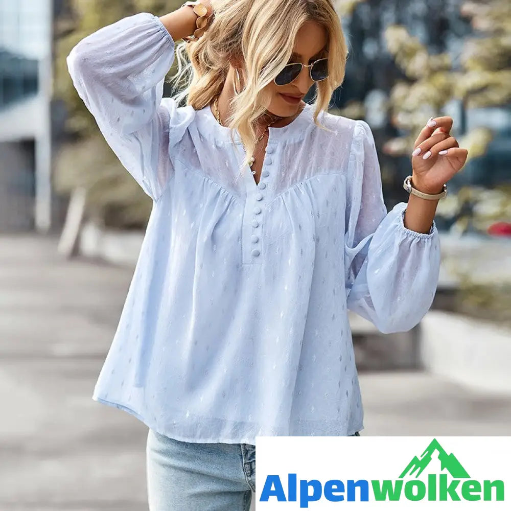 Alpenwolken - Tupfen-Chiffon-Langarmshirt für Damen