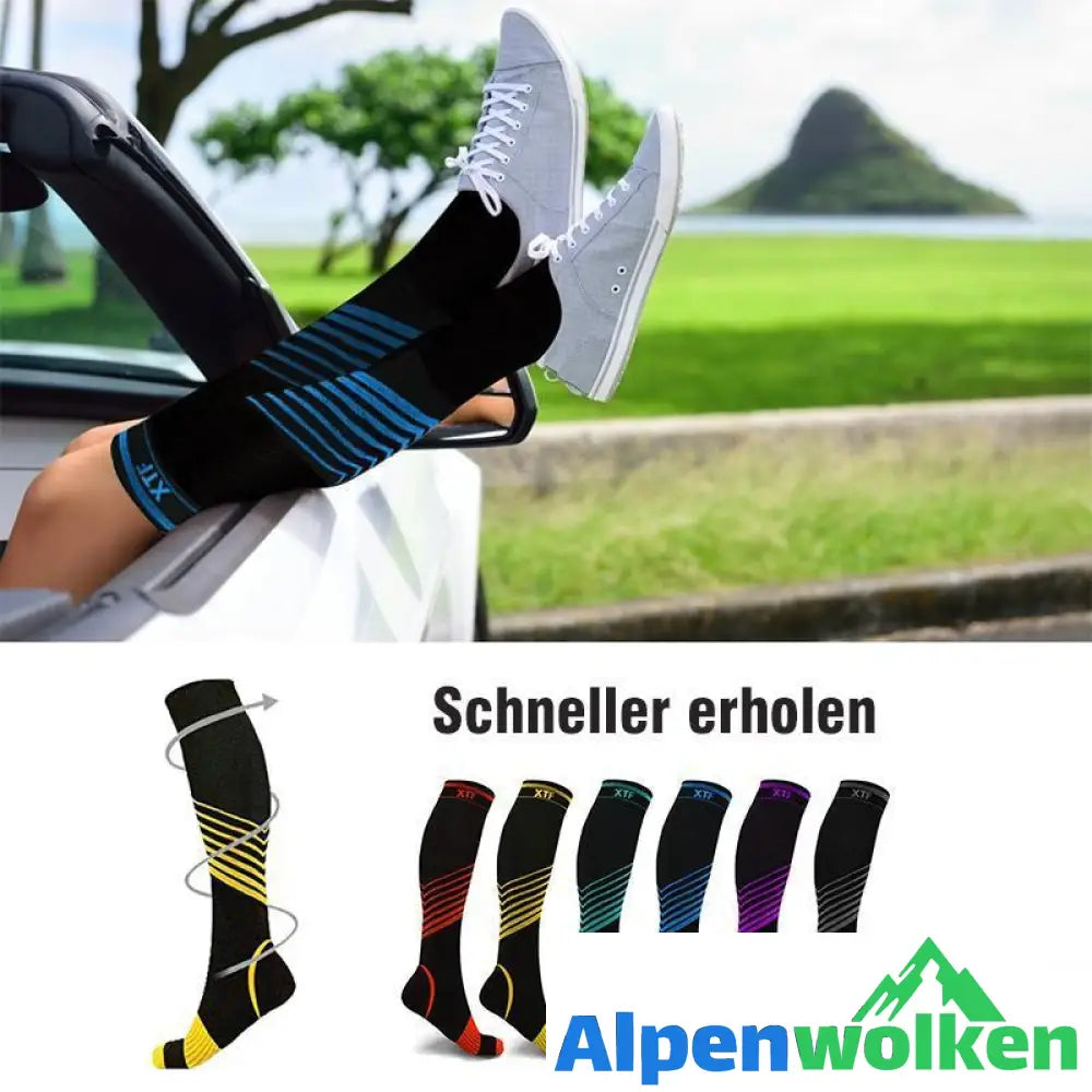 Alpenwolken - Ultra-V-Streifen Kniehohe Kompression Socken