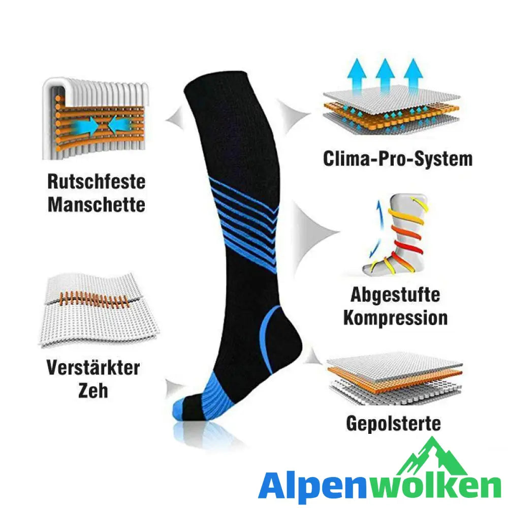 Alpenwolken - Ultra-V-Streifen Kniehohe Kompression Socken