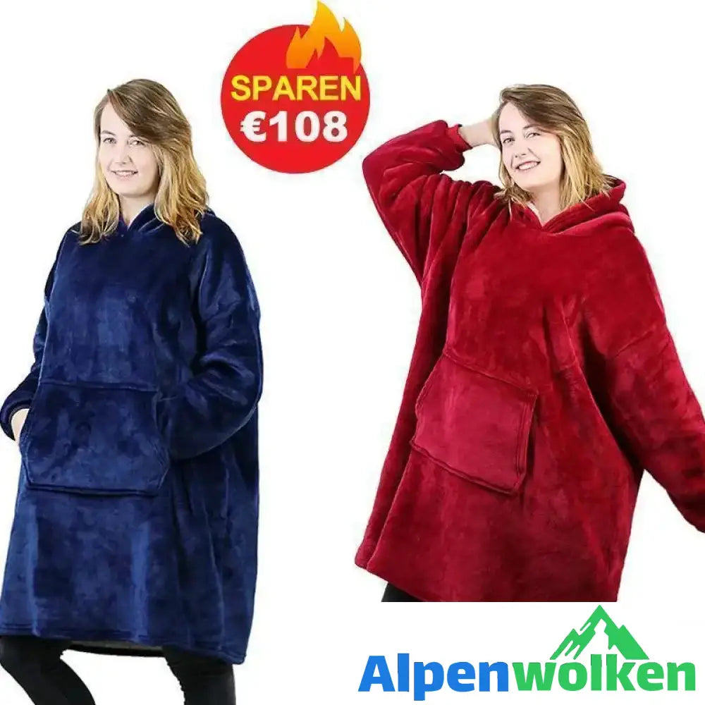 Alpenwolken - Ultra-Weiche & -Bequeme Decke Sweatshirt Dunkelrot+Blau