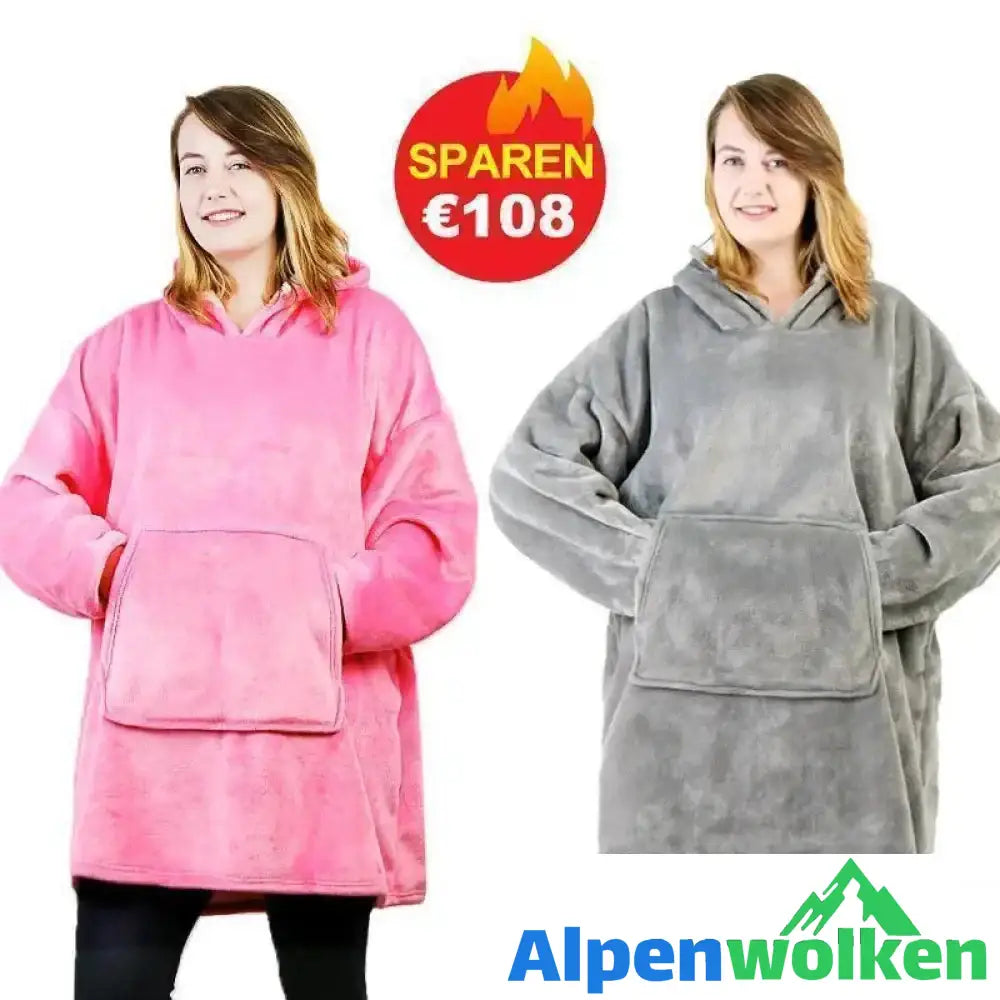 Alpenwolken - Ultra-Weiche & -Bequeme Decke Sweatshirt Rosa+Grau