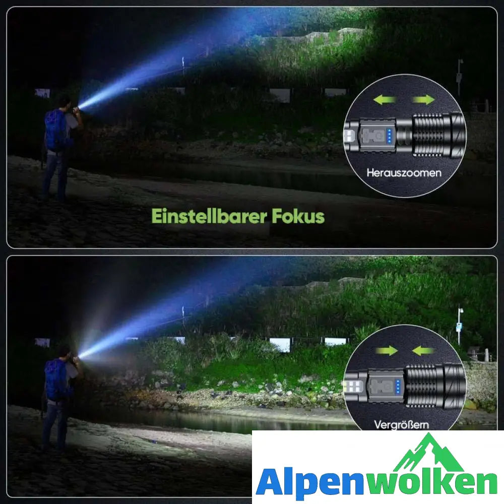 Alpenwolken - Ultrahelle Taschenlampe mit weißem Laser und großer Reichweite